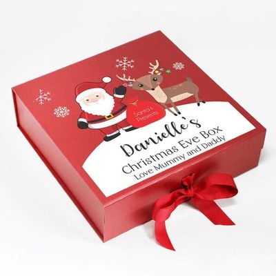 Luxury Cosmetic Skincare Packaging Red Christmas Gift Box With Magnetic Fastening Flap