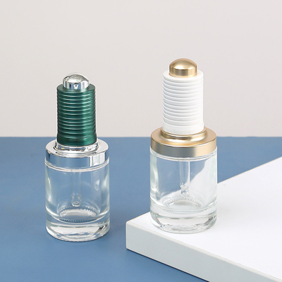 Custom Logo Green Clear Gold 30ml Glass Serum Bottle White Dropper Bottle