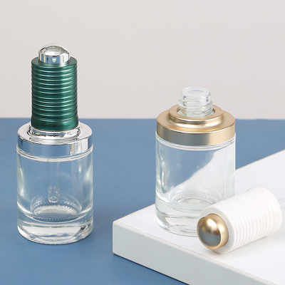 Custom Logo Green Clear Gold 30ml Glass Serum Bottle White Dropper Bottle