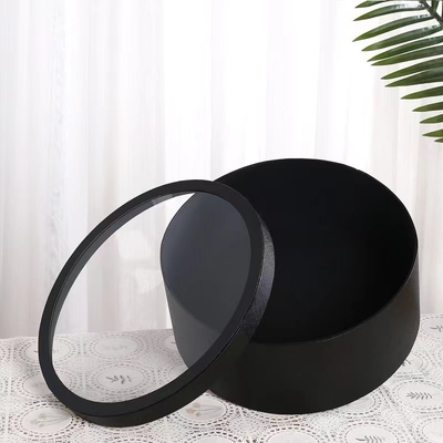 Bronzing PVC Cylindrical Flower Box Round Clear Bouquet Packaging Gift For Flowers