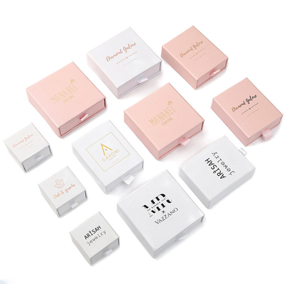 Biodegradable 5*5*3.5cm Jewelry Packaging Box Sliding Ring Earring Necklace Set 2mm