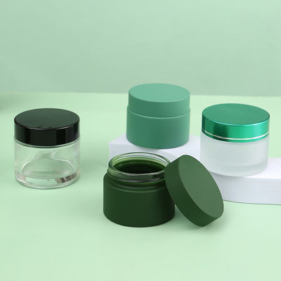 Customized Colors Matte Black Soft Touch Blue Green Amber Glass Cream Jar With Gold Black Sliver Aluminium Cap 5g 10g 15g 30g 50g 100g