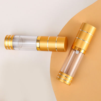 Frosted Golden Airless Spray Pump Bottle 15ml 30ml 50ml Plastic Purple Airless Serum Bottle With PP Pump for Skincare Packaging
