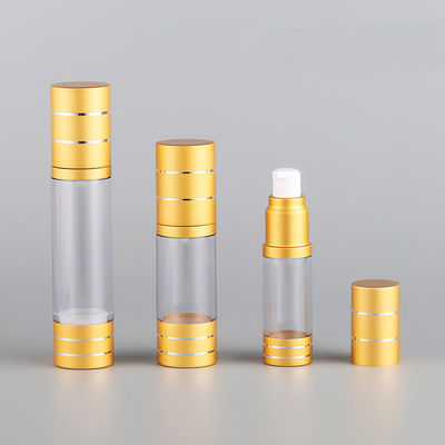 Frosted Golden Airless Spray Pump Bottle 15ml 30ml 50ml Plastic Purple Airless Serum Bottle With PP Pump for Skincare Packaging