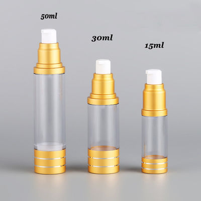 Frosted Golden Airless Spray Pump Bottle 15ml 30ml 50ml Plastic Purple Airless Serum Bottle With PP Pump for Skincare Packaging