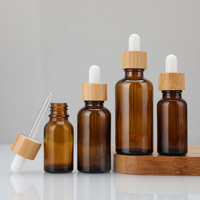 Essential Oil Frosted Bamboo Dropper Glass Bottle in 1oz 2oz 5ml 15ml 30ml with Easy and Cosmetic Serum Box